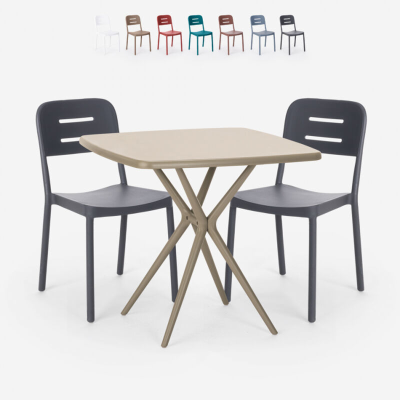 Conjunto mesa cuadrada beige polipropileno 70x70cm 2 sillas diseño Larum | Color: Negro
Conjunto mesa cuadrada beige polipropileno 70x70cm 2 sillas diseño Larum | Color: Negro