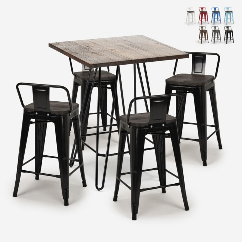 Conjunto mesa de centro madera y metal 60x60cm 4 taburetes tolix Mason Noix Steel Top | Color: Negro
Conjunto mesa de centro madera y metal 60x60cm 4 taburetes tolix Mason Noix Steel Top | Color: Negro