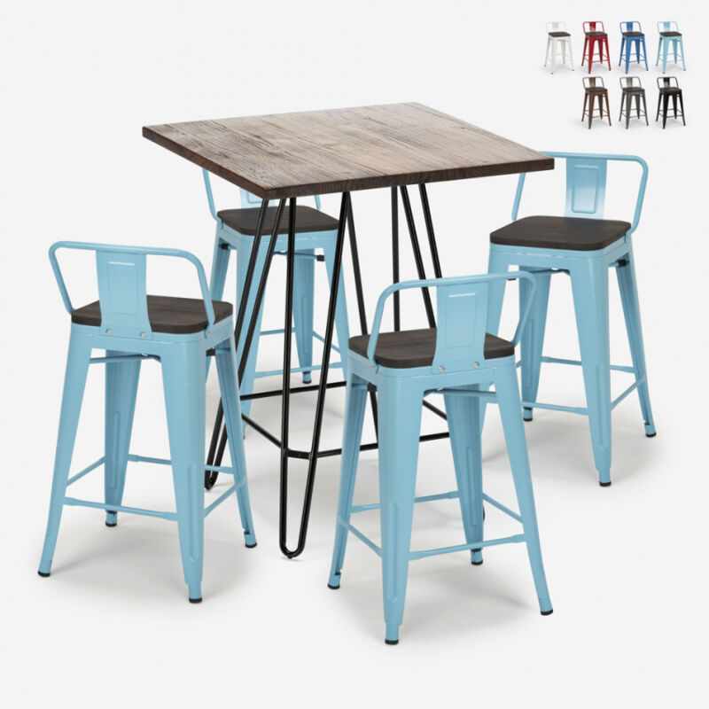 Conjunto mesa de centro madera y metal 60x60cm 4 taburetes tolix Mason Noix Steel Top | Color: Azul
Conjunto mesa de centro madera y metal 60x60cm 4 taburetes tolix Mason Noix Steel Top | Color: Azul
