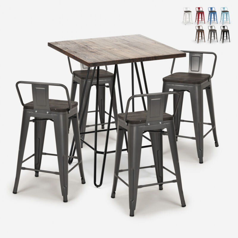 Conjunto mesa de centro madera y metal 60x60cm 4 taburetes tolix Mason Noix Steel Top | Color: Gris Oscuro
Conjunto mesa de centro madera y metal 60x60cm 4 taburetes tolix Mason Noix Steel Top | Color: Gris Oscuro