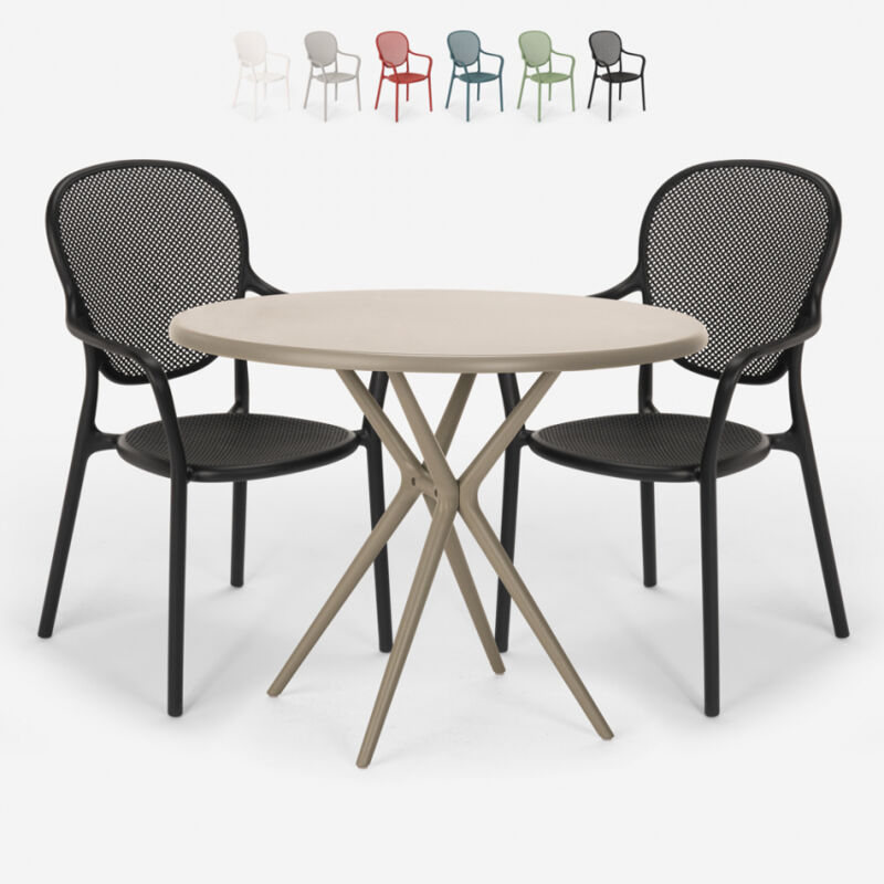 Conjunto mesa redonda beige 80x80cm 2 sillas diseño moderno exterior Valet | Color: Negro
Conjunto mesa redonda beige 80x80cm 2 sillas diseño moderno exterior Valet | Color: Negro