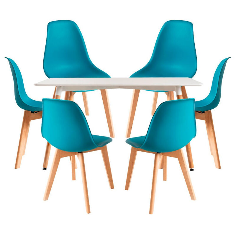 Conjuntos - Conjunto Mesa Tower Rectangular 120 x 80 cm Blanca y Pack 6 Sillas Kelen - Verde azulado
Conjuntos - Conjunto Mesa Tower Rectangular 120 x 80 cm Blanca y Pack 6 Sillas Kelen - Verde azulado