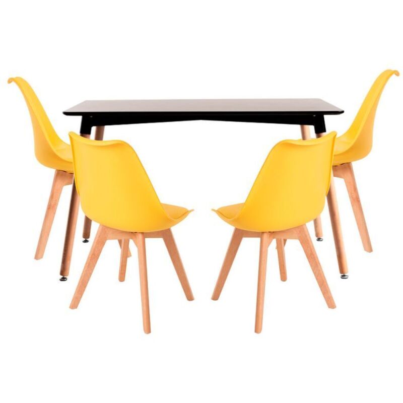 Conjuntos - Conjunto Mesa Tower Rectangular 120 x 80 cm Negra y Pack 4 Sillas Synk Basic - Amarillo
Conjuntos - Conjunto Mesa Tower Rectangular 120 x 80 cm Negra y Pack 4 Sillas Synk Basic - Amarillo