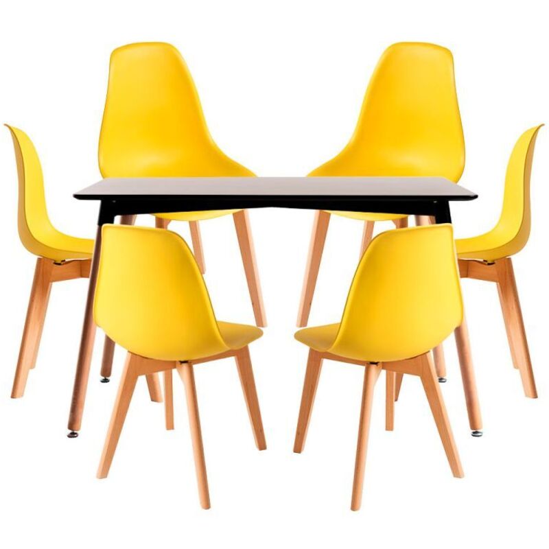 Conjuntos - Conjunto Mesa Tower Rectangular 120 x 80 cm Negra y Pack 6 Sillas Kelen - Amarillo
Conjuntos - Conjunto Mesa Tower Rectangular 120 x 80 cm Negra y Pack 6 Sillas Kelen - Amarillo