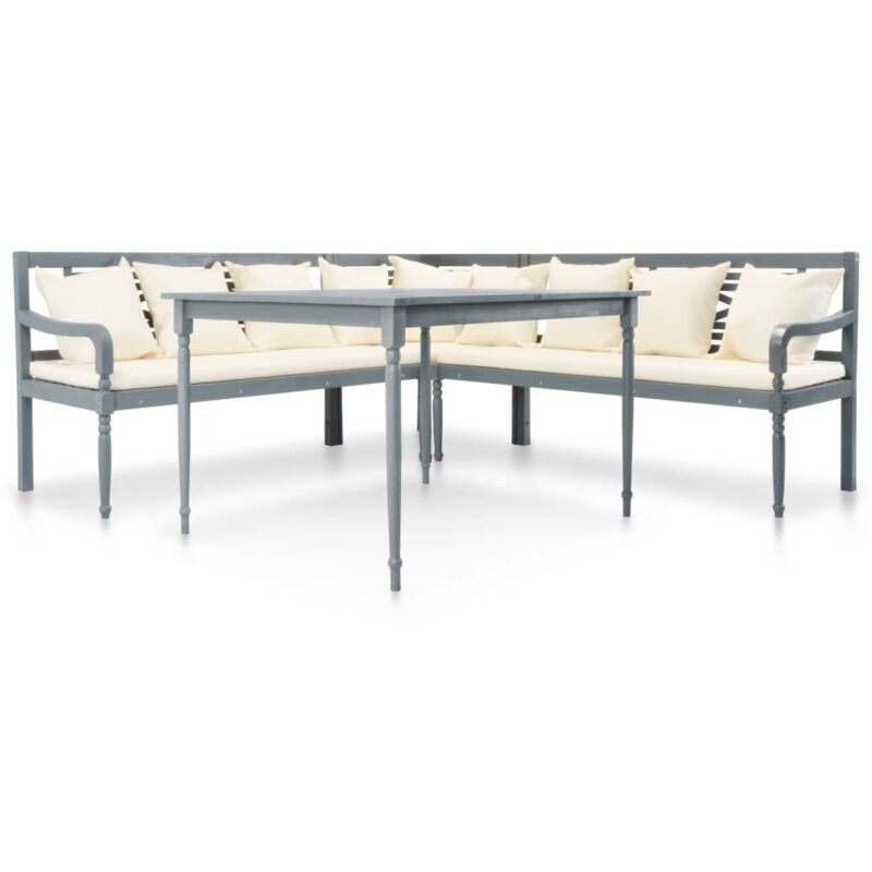 vidaXL Set muebles de jardín 4 pzas madera maciza acacia gris y blanco - Gris
vidaXL Set muebles de jardín 4 pzas madera maciza acacia gris y blanco - Gris