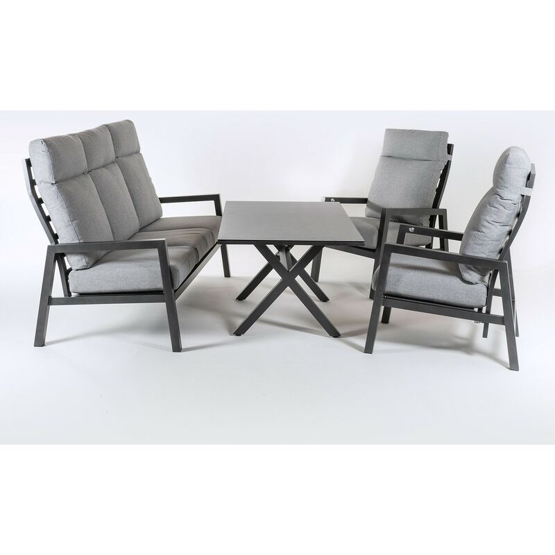 Edenjardin Muebles - Conjunto sofás exterior, Aluminio reforzado color antracita, Sofá 3 plazas + 2 sillones reclinables + Mesita café, 5 pl
Edenjardin Muebles - Conjunto sofás exterior, Aluminio reforzado color antracita, Sofá 3 plazas + 2 sillones reclinables + Mesita café, 5 pl