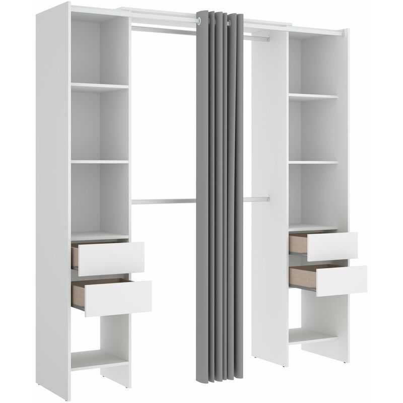Conjunto Vestidor con doble barra extensible adaptable de 100 A 180cm ancho 4 cajones ,con cortina
Conjunto Vestidor con doble barra extensible adaptable de 100 A 180cm ancho 4 cajones ,con cortina