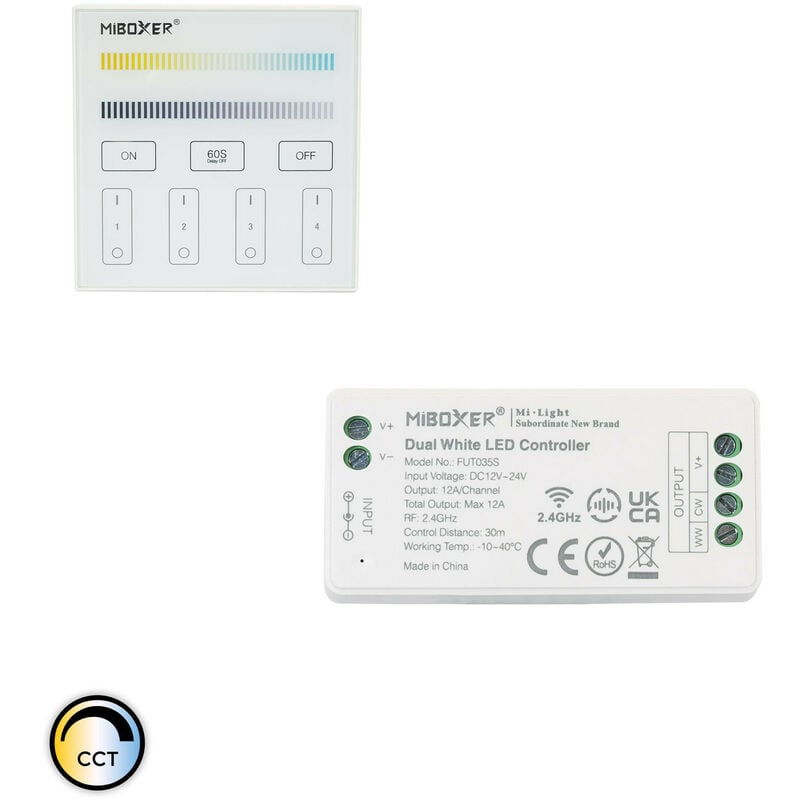 Controlador Regulador CCT 12/24V DC + Mando RF 4 Zonas MiBoxer Seleccionable (Cálido-Neutro-Frío) - Seleccionable (Cálido-Neutro-Frío)
Controlador Regulador CCT 12/24V DC + Mando RF 4 Zonas MiBoxer Seleccionable (Cálido-Neutro-Frío) - Seleccionable (Cálido-Neutro-Frío)