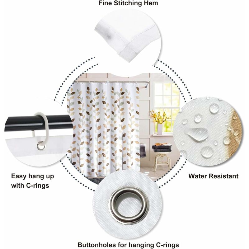 Cortina de ducha Cortinas de ducha de tela de poliéster impermeables para baño Lavable a máquina
Cortina de ducha Cortinas de ducha de tela de poliéster impermeables para baño Lavable a máquina