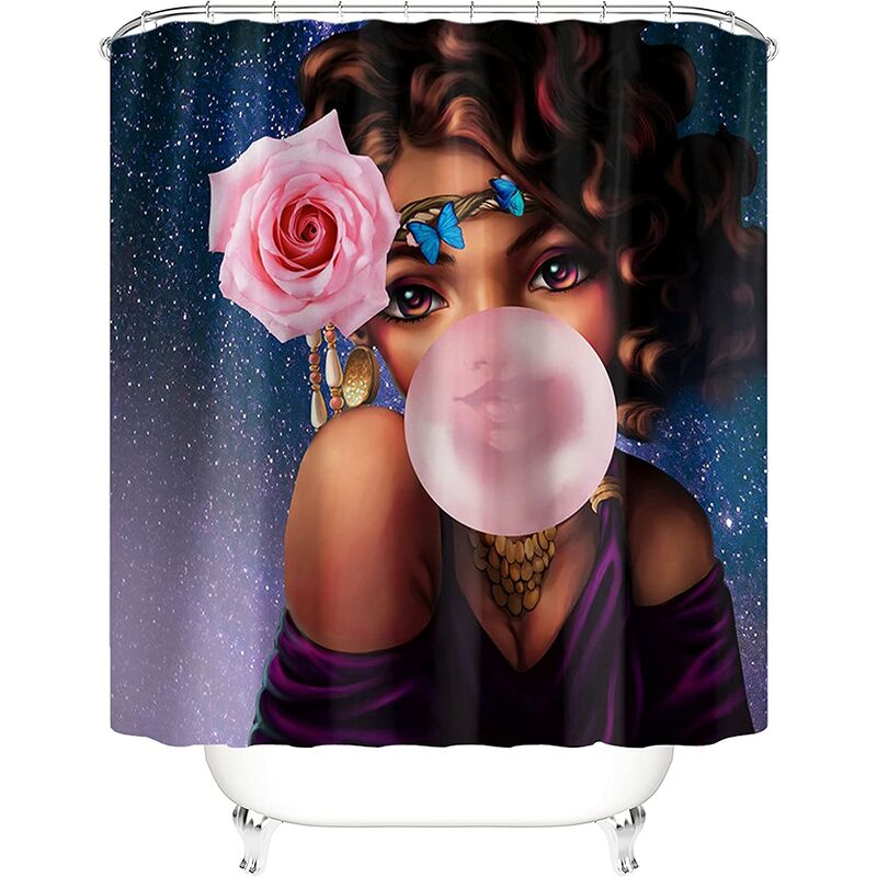 Cortina de ducha de baño para mujeres afroamericanas con ganchos Cortina de ducha Impresión digital 3D Azul oscuro Serie de cabeza femenina Cortina
Cortina de ducha de baño para mujeres afroamericanas con ganchos Cortina de ducha Impresión digital 3D Azul oscuro Serie de cabeza femenina Cortina