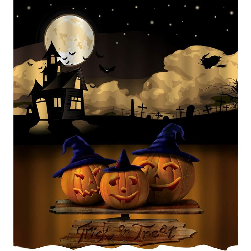 Cortina de ducha de halloween, cortina de ducha de otoño, decoración de baño de casa de campo rústica de calabaza de halloween, tela impermeable 120 
Cortina de ducha de halloween, cortina de ducha de otoño, decoración de baño de casa de campo rústica de calabaza de halloween, tela impermeable 120