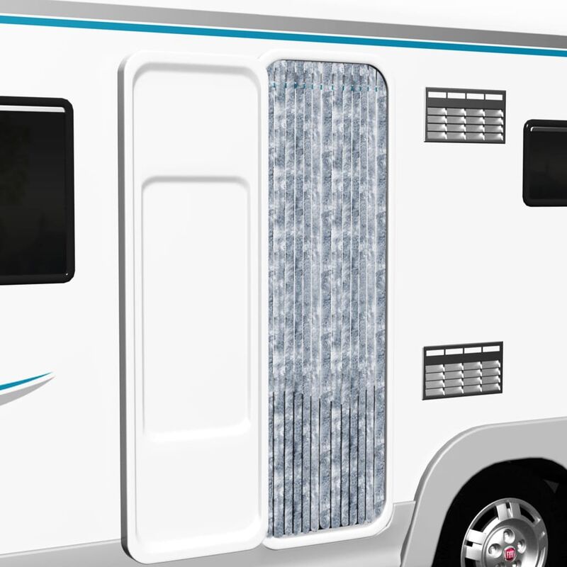 Cortina mosquitera de chenilla blanca y gris 56x185 cm 
Cortina mosquitera de chenilla blanca y gris 56x185 cm