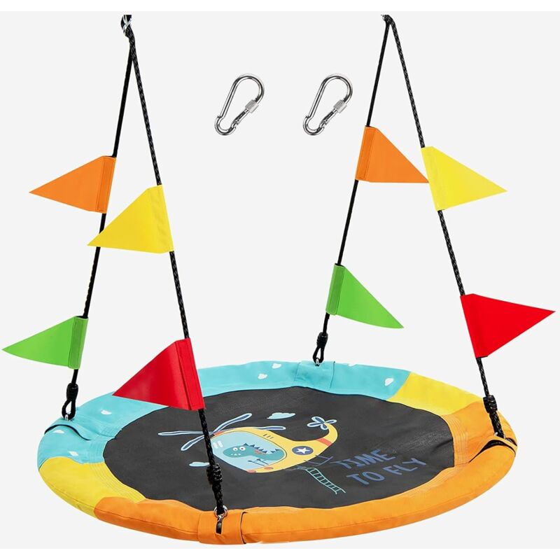 Columpio Redondo Platillo Volante 100 cm con Banderas Coloreadas Capacidad de Peso 150 kg (Estilo 1) - Costway
Columpio Redondo Platillo Volante 100 cm con Banderas Coloreadas Capacidad de Peso 150 kg (Estilo 1) - Costway