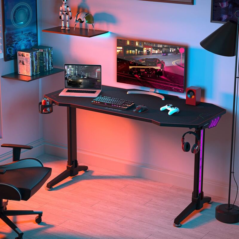 COSTWAY Escritorio de Gaming 140 cm, Escritorio para Ordenador con Forma de T en Estilo Carrera con Alfombrilla para el Ratón, Portavaso, Gancho para
COSTWAY Escritorio de Gaming 140 cm, Escritorio para Ordenador con Forma de T en Estilo Carrera con Alfombrilla para el Ratón, Portavaso, Gancho para