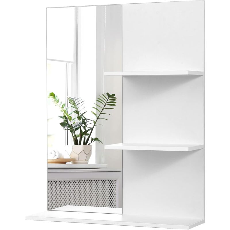 Espejo de Baño con 3 Estantes para Habitación Salón Entrada Espejo de Pared 72x17x57 cm (Blanco) - Costway
Espejo de Baño con 3 Estantes para Habitación Salón Entrada Espejo de Pared 72x17x57 cm (Blanco) - Costway
