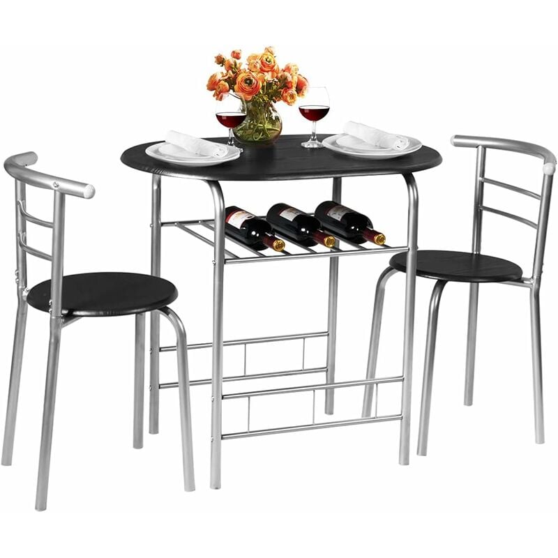 Costway - Juego de Mesa y 2 Sillas de Comedor de Madera y Metal con Estante de Vino para Cocina (Plata)
Costway - Juego de Mesa y 2 Sillas de Comedor de Madera y Metal con Estante de Vino para Cocina (Plata)