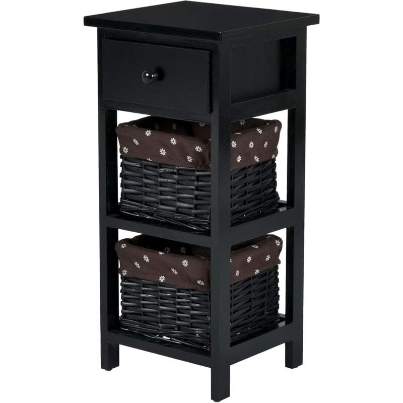 Mesita de Noche con Cajón y 2 Cestas de Almacenamiento Cajonera Mesa Auxiliar (Negro) - Costway
Mesita de Noche con Cajón y 2 Cestas de Almacenamiento Cajonera Mesa Auxiliar (Negro) - Costway