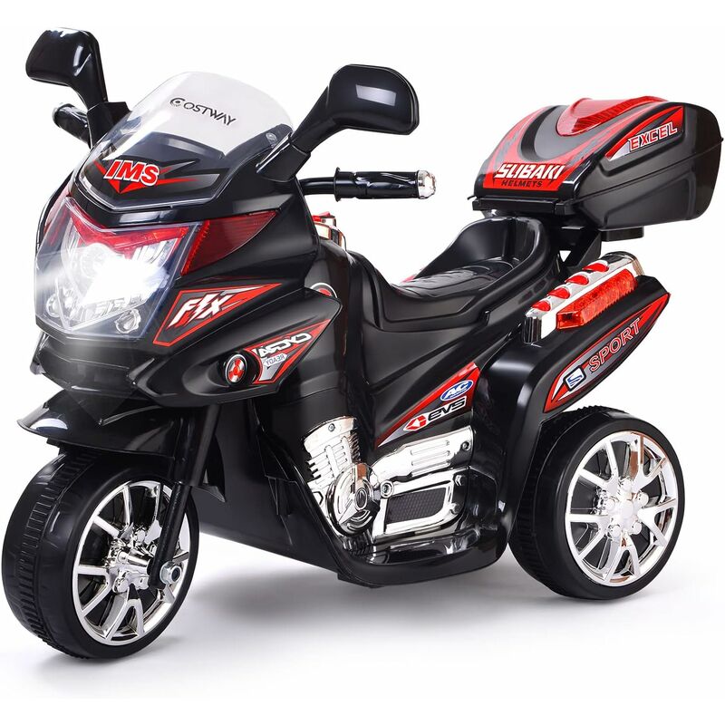 Moto montable para niños, Moto eléctrica Juguete de batería 6 V con música incorporada, focos, Moto 3 Ruedas con Cargador (Negro) - Costway
Moto montable para niños, Moto eléctrica Juguete de batería 6 V con música incorporada, focos, Moto 3 Ruedas con Cargador (Negro) - Costway