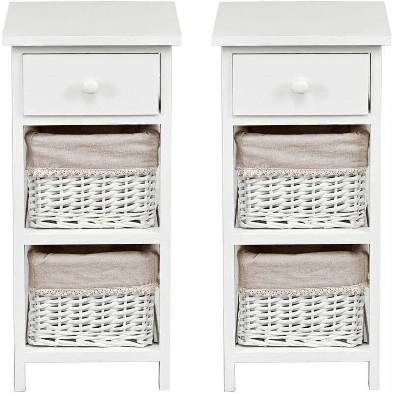 Set de 2 Mesitas de Noche con Cajón y 2 Cestas de Almacenamiento Cajonera Mesa Auxiliar (Blanco) - Costway
Set de 2 Mesitas de Noche con Cajón y 2 Cestas de Almacenamiento Cajonera Mesa Auxiliar (Blanco) - Costway