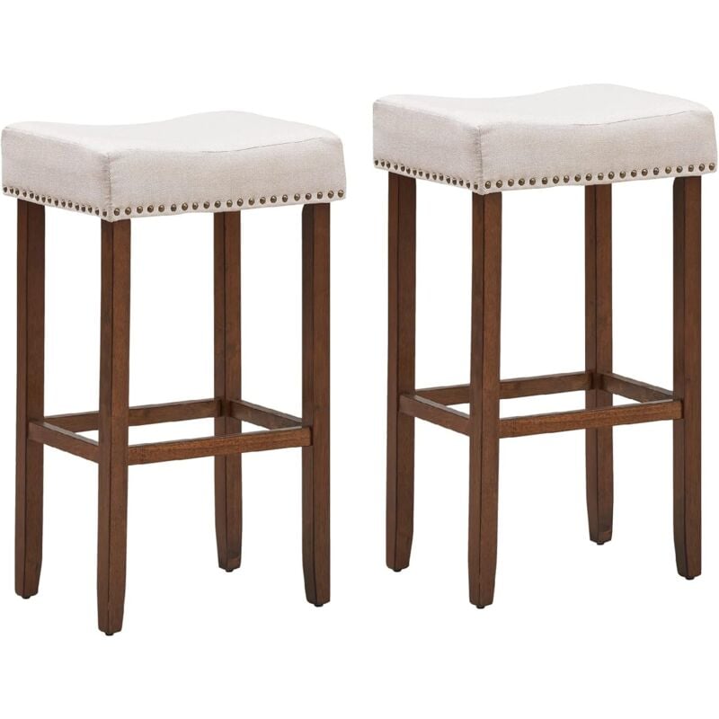 Set de 2 Taburetes de Bar, Taburete Alto 74 cm sin Respaldo con Tachas de Latón, Patas de Sólida Madera de Goma (Beige) - Costway
Set de 2 Taburetes de Bar, Taburete Alto 74 cm sin Respaldo con Tachas de Latón, Patas de Sólida Madera de Goma (Beige) - Costway