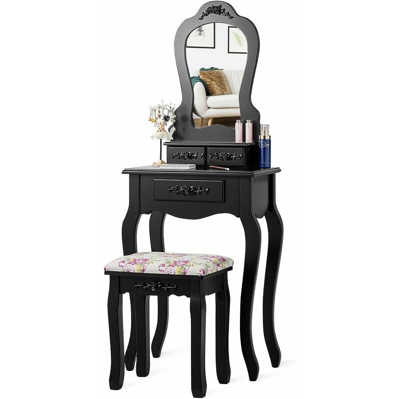 Set Tocador con Espejo en Forma de Abanico Mesa de Maquillaje con Taburete Tocador 2 en 1 Set Belleza con Superficie Desmontable (Negro) - Costway
Set Tocador con Espejo en Forma de Abanico Mesa de Maquillaje con Taburete Tocador 2 en 1 Set Belleza con Superficie Desmontable (Negro) - Costway