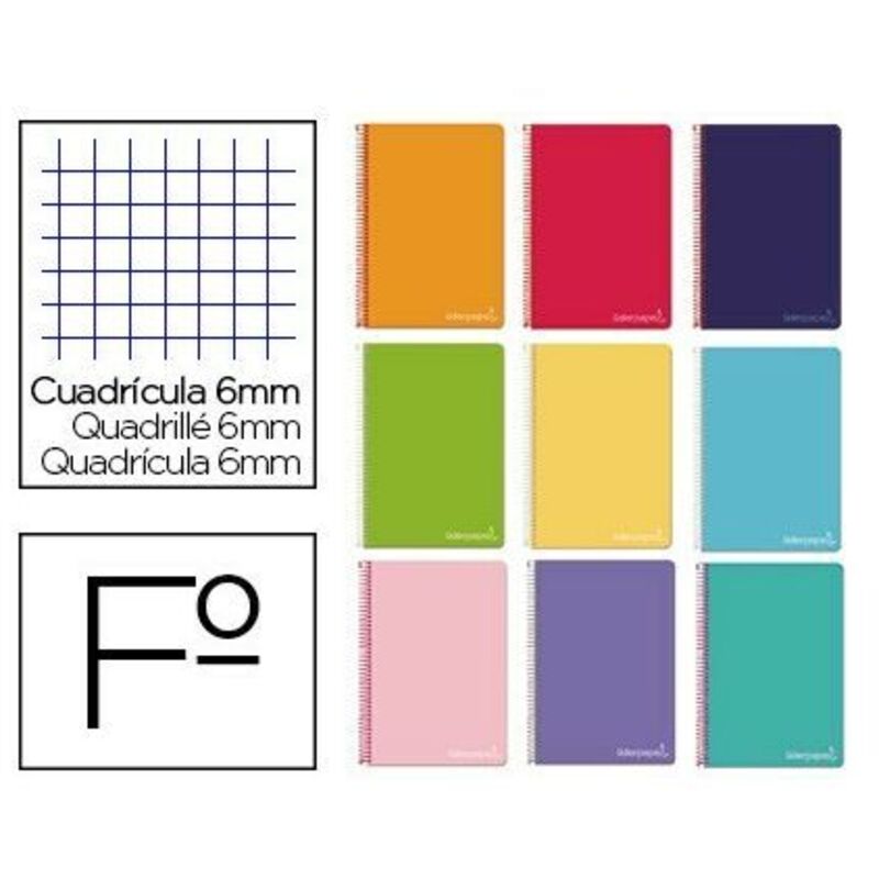 Cuaderno espiral folio witty tapa dura 80h 75gr cuadro 6mm con margen colores surtidos (pack de 10 uds.) - Liderpapel
Cuaderno espiral folio witty tapa dura 80h 75gr cuadro 6mm con margen colores surtidos (pack de 10 uds.) - Liderpapel