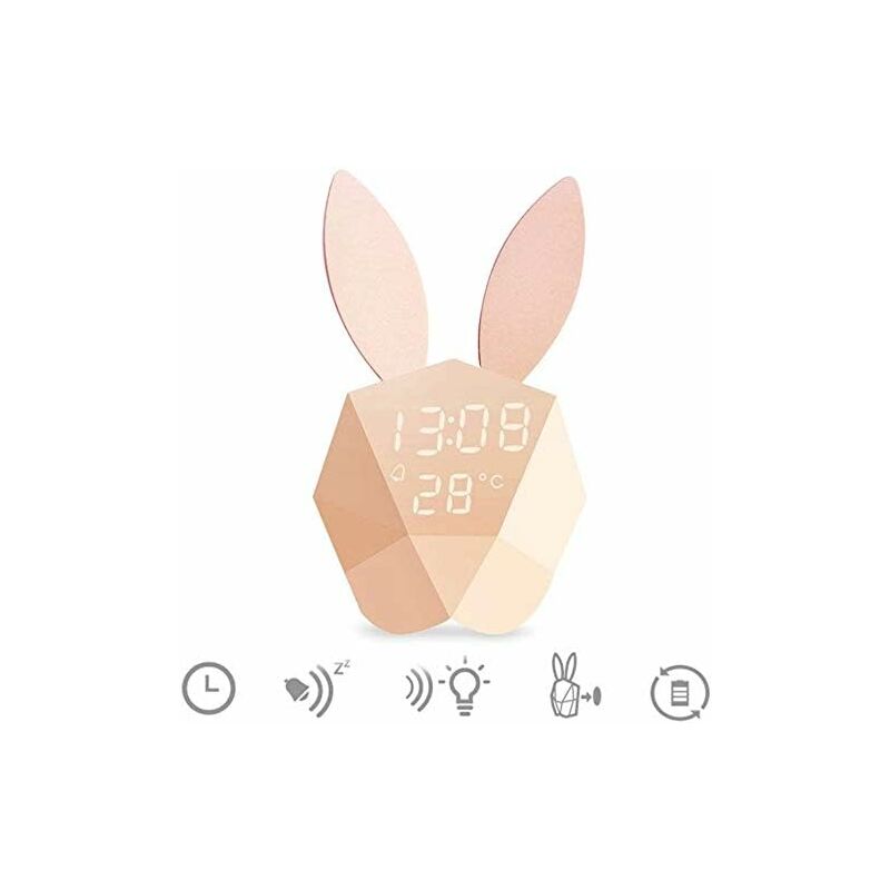 Cute Rabbit LED Lámpara de noche con luz nocturna + reloj despertador batería de litio incorporada LED activado por voz regalo de Navidad para niños,
Cute Rabbit LED Lámpara de noche con luz nocturna + reloj despertador batería de litio incorporada LED activado por voz regalo de Navidad para niños,