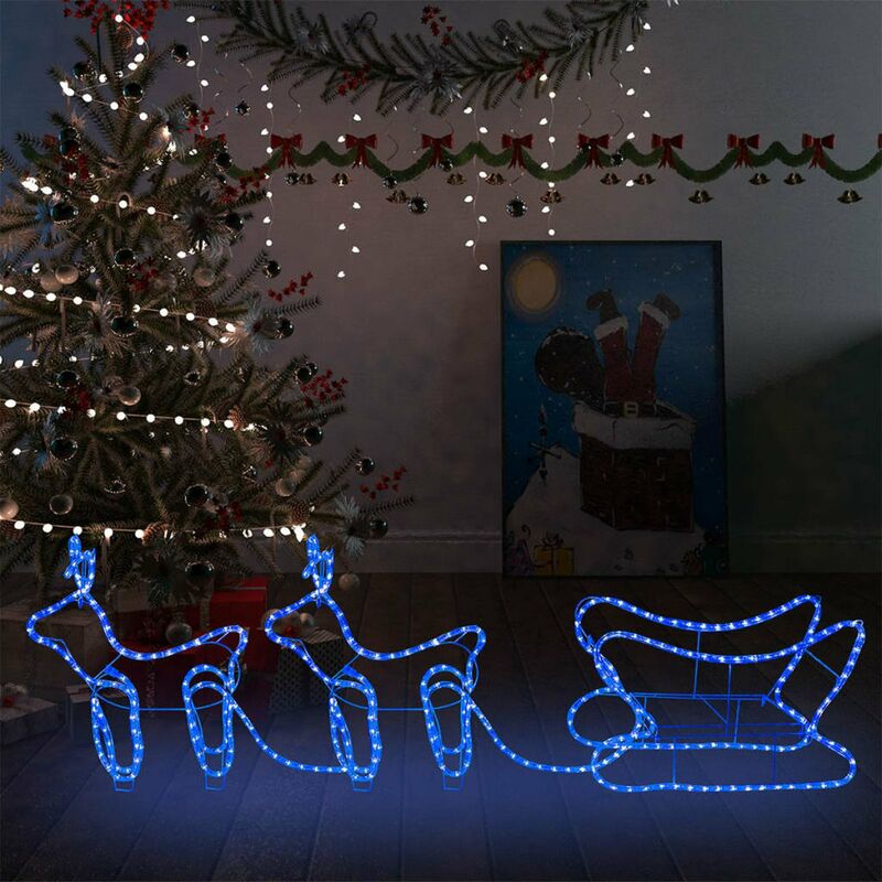 Decoracion navidena para jardin renos y trineo 576 LEDs