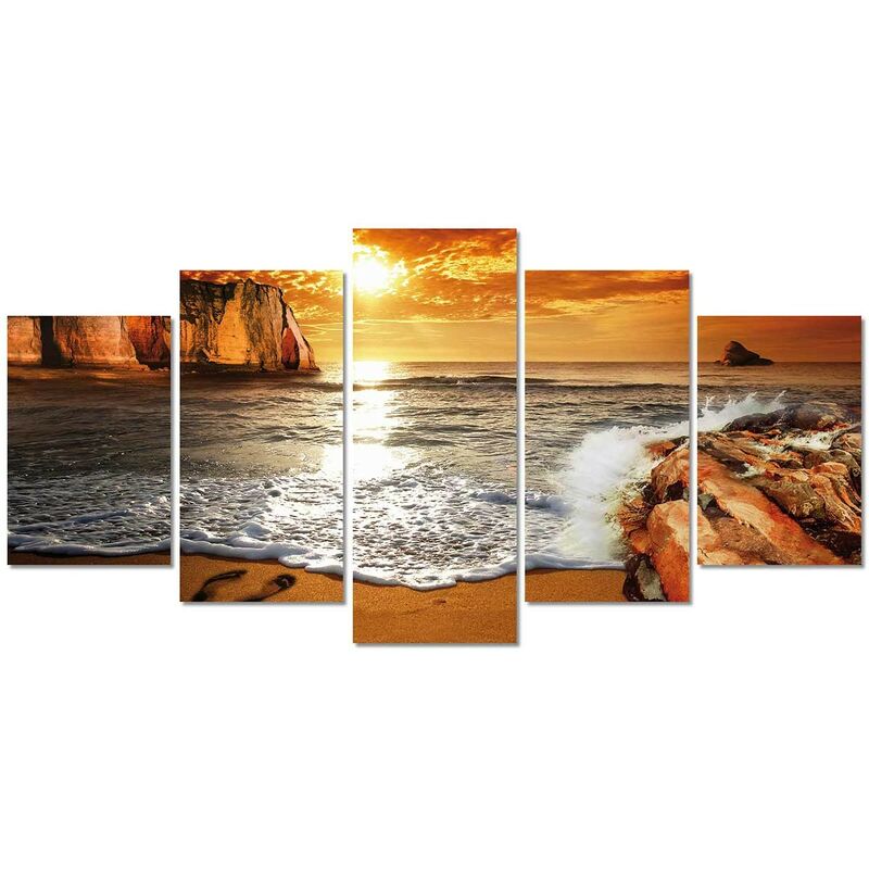 268 - Cuadros Modernos Impresión de Imagen Artística Digitalizada | Paisaje Puesta de Sol en Playa | 5 Piezas 200x100cm XXL - Dekoarte
268 - Cuadros Modernos Impresión de Imagen Artística Digitalizada | Paisaje Puesta de Sol en Playa | 5 Piezas 200x100cm XXL - Dekoarte
