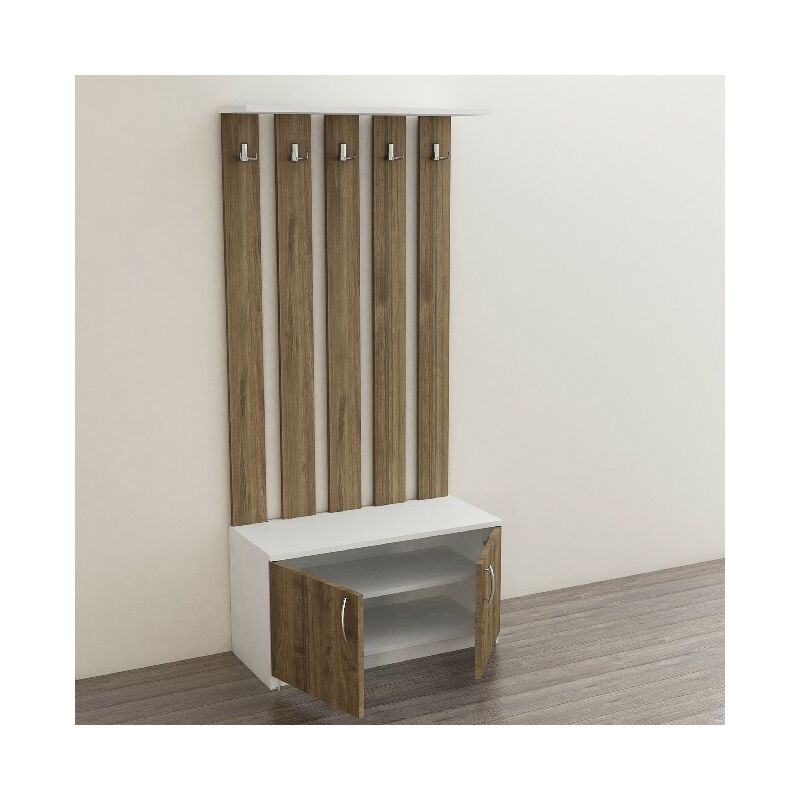 Deniz Mueble de Entrada Perchero - con puertas, ganchos, estantes - Blanco, Nogal en Madera, 85 x 37 x 181,8 cm
Deniz Mueble de Entrada Perchero - con puertas, ganchos, estantes - Blanco, Nogal en Madera, 85 x 37 x 181,8 cm