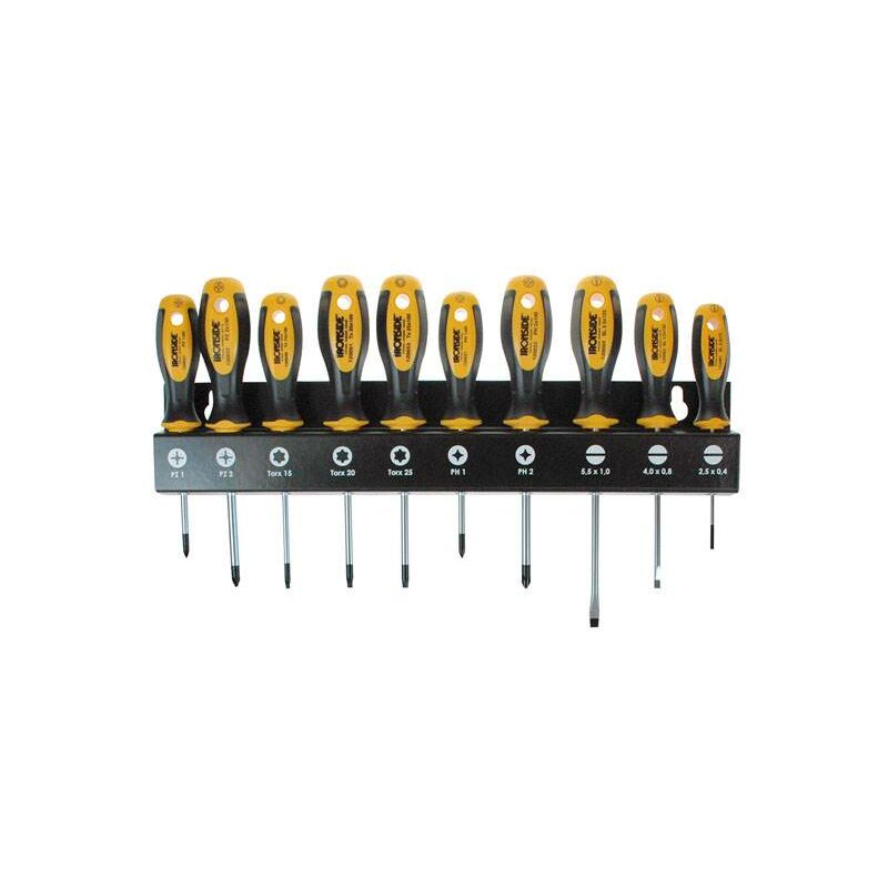 Destornilladores, juego 10 piezas c/ soporte metal 3 plana, 2 phillips, 2 pozi y 3 torx
Destornilladores, juego 10 piezas c/ soporte metal 3 plana, 2 phillips, 2 pozi y 3 torx