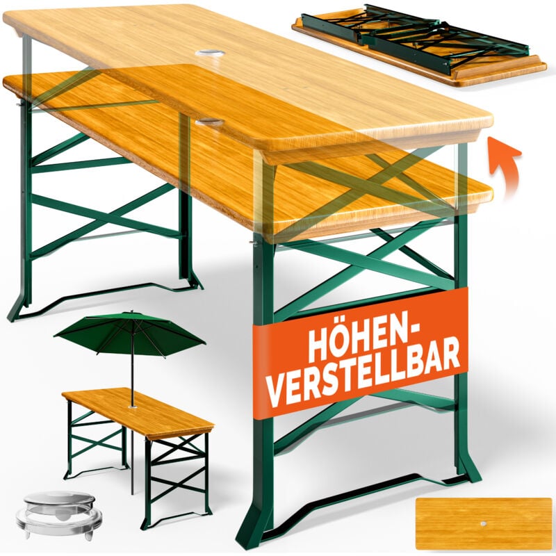 Deuba Mesa cervecera plegable 170cm Mesa de madera con agujero para sombrilla y altura ajustable
Deuba Mesa cervecera plegable 170cm Mesa de madera con agujero para sombrilla y altura ajustable