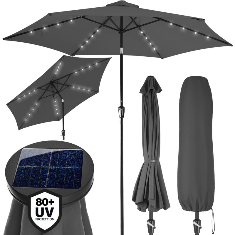 Kingsleeve - Deuba Sombrilla de aluminio con 24 luces LED solares con manivela Parasol inclinable jardín terraza playa balcón patio Antracita
Kingsleeve - Deuba Sombrilla de aluminio con 24 luces LED solares con manivela Parasol inclinable jardín terraza playa balcón patio Antracita