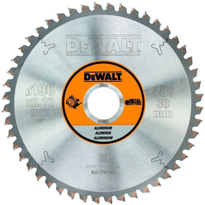 DEWALT DT1912-QZ - Hoja para sierra circular portátil 190x30mm 48D para Aluminio TCG -5º
DEWALT DT1912-QZ - Hoja para sierra circular portátil 190x30mm 48D para Aluminio TCG -5º
