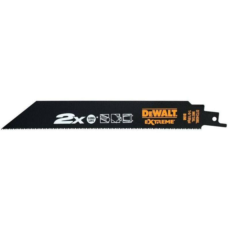 DT2408L-QZ - Hoja sierra sable bi-metal Extreme 2X 203mm paso diente 1.8-1.4mm (5 ud) - Dewalt
DT2408L-QZ - Hoja sierra sable bi-metal Extreme 2X 203mm paso diente 1.8-1.4mm (5 ud) - Dewalt