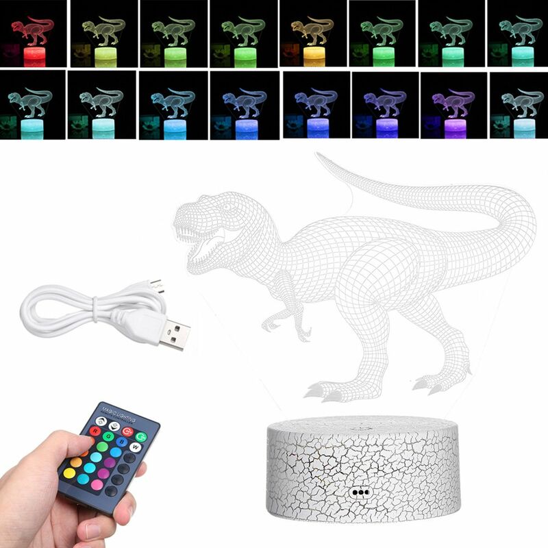 Dinosaurio 3D Luz de noche LED Lampara de ilusion Luces que cambian de color Mesita de noche Lampara de escritorio con control tactil y remoto para
Dinosaurio 3D Luz de noche LED Lampara de ilusion Luces que cambian de color Mesita de noche Lampara de escritorio con control tactil y remoto para