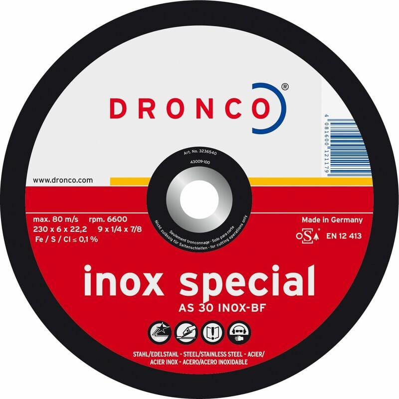 AS30INOX-125-6 - Disco de desbaste AS 30 INOX Special-metal, 125 x 6 mm - Dronco
AS30INOX-125-6 - Disco de desbaste AS 30 INOX Special-metal, 125 x 6 mm - Dronco