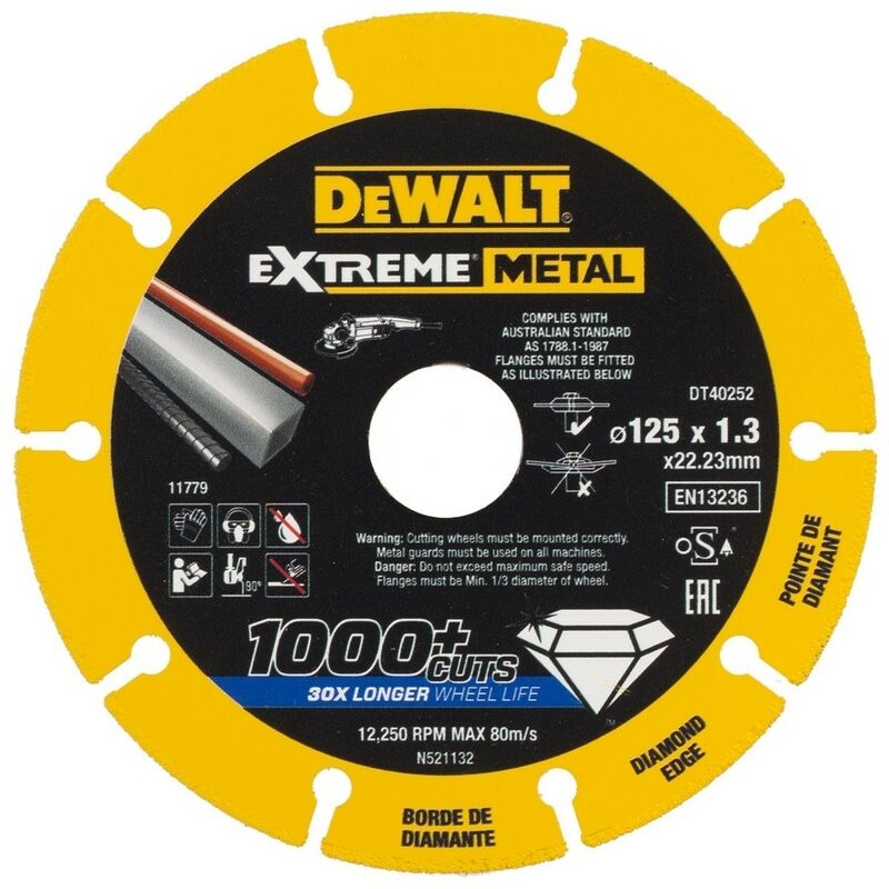 DT40252-QZ - Disco de corte con borde diamantado Extreme Metal 125x1.3x22.3 mm - Dewalt
DT40252-QZ - Disco de corte con borde diamantado Extreme Metal 125x1.3x22.3 mm - Dewalt