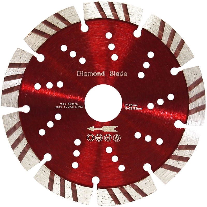 Disco de diamante Ø125mm, perforación 22,23mm, segmentos turbo de 10mm, para piedra, ladrillo y más
Disco de diamante Ø125mm, perforación 22,23mm, segmentos turbo de 10mm, para piedra, ladrillo y más