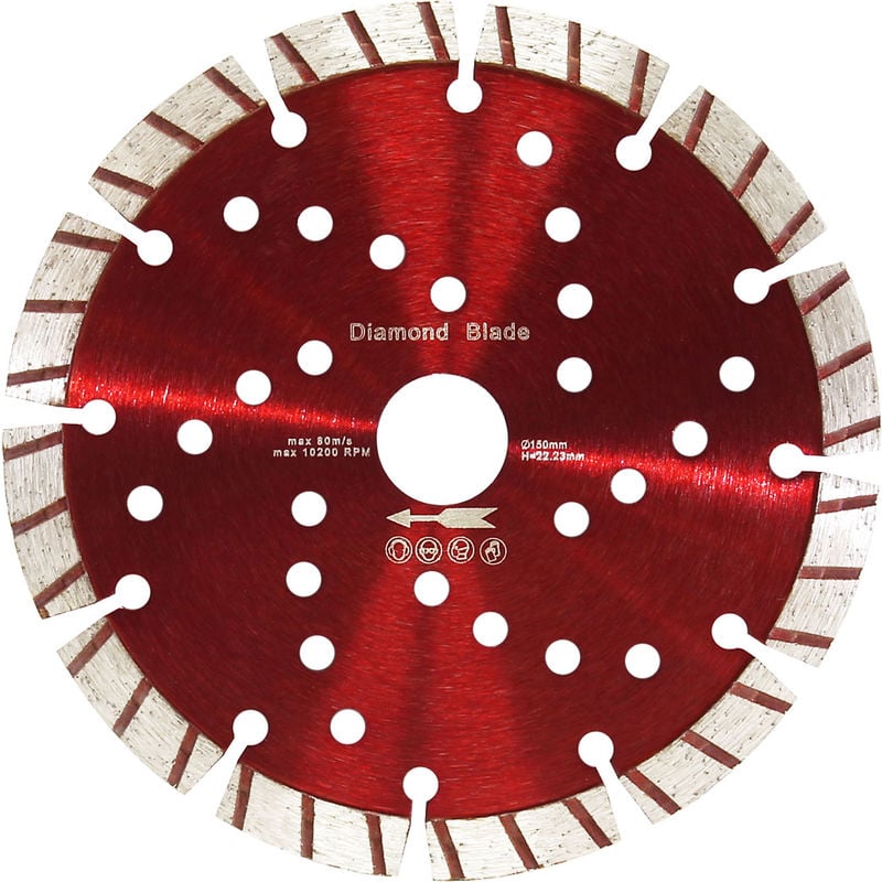 Disco de diamante Ø150mm, perforación 22,23mm, segmentos turbo de 10mm, para piedra, ladrillo y más
Disco de diamante Ø150mm, perforación 22,23mm, segmentos turbo de 10mm, para piedra, ladrillo y más