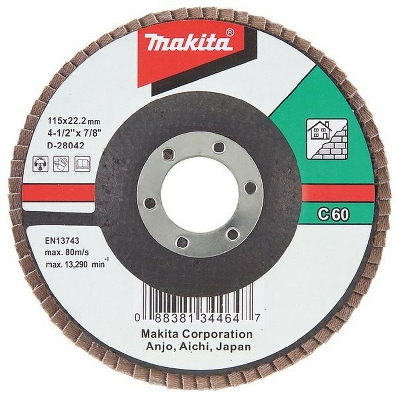 MAKITA D-28092 - Disco de laminas 125 plano de carburo de silicio grano 60 con cuerpo de fibra de vidrio
MAKITA D-28092 - Disco de laminas 125 plano de carburo de silicio grano 60 con cuerpo de fibra de vidrio