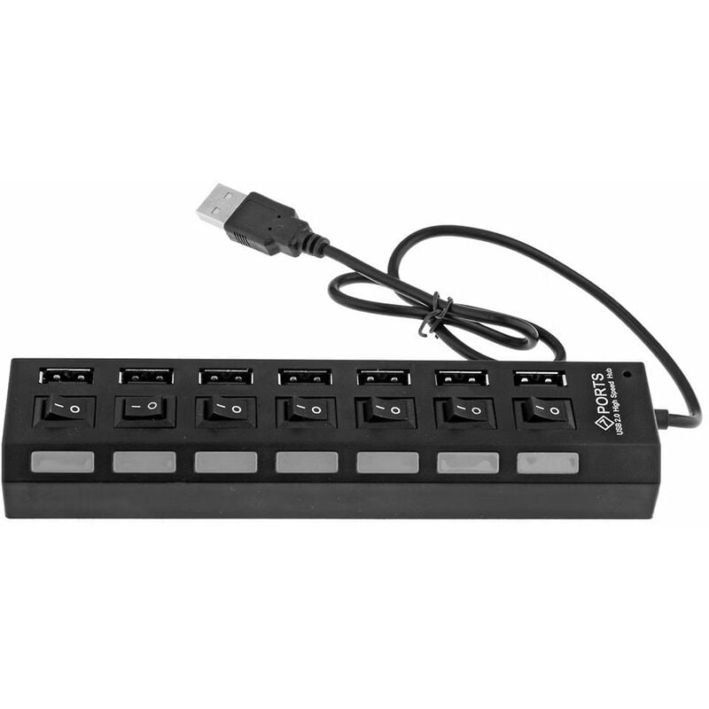 Divisor de concentrador USB de 7 puertos con interruptores de encendido / apagado Cable largo para computadora de escritorio portatil Dispositivos de
Divisor de concentrador USB de 7 puertos con interruptores de encendido / apagado Cable largo para computadora de escritorio portatil Dispositivos de