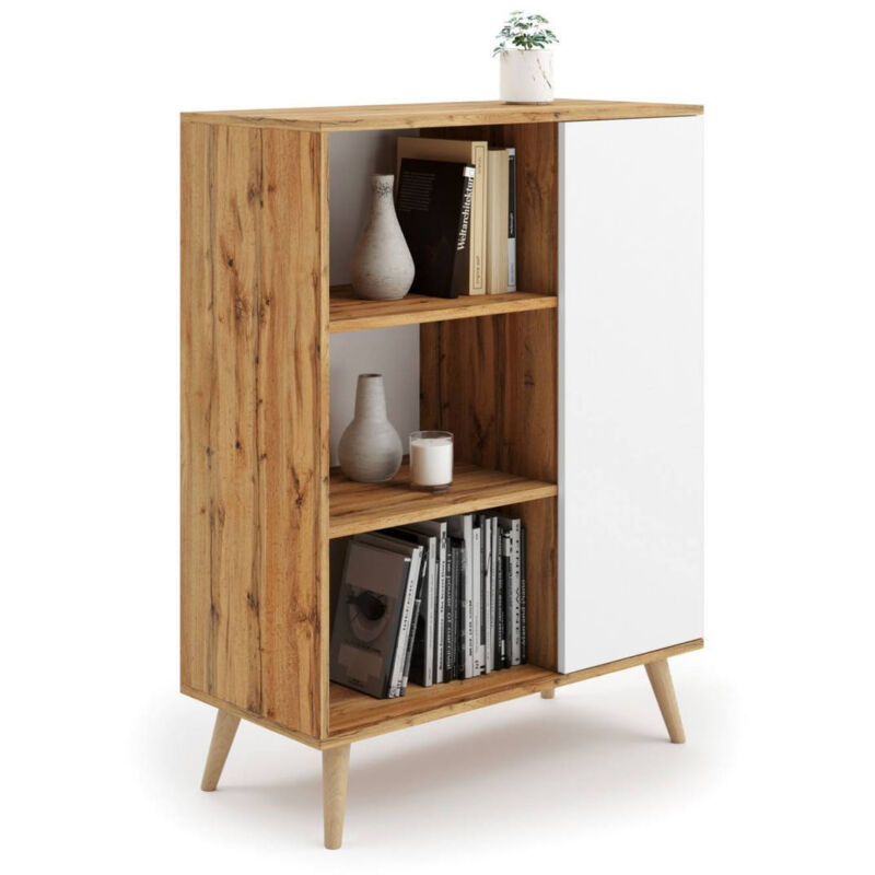 Aparador con 1 puerta y 2 estantes, Buffet con pies, Aparador de salón en estilo escandinavo, Librería con estantes, 40x90h116 cm, Color blanco y
Aparador con 1 puerta y 2 estantes, Buffet con pies, Aparador de salón en estilo escandinavo, Librería con estantes, 40x90h116 cm, Color blanco y