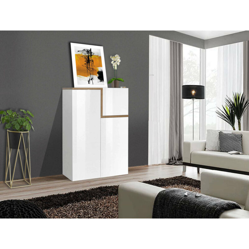 Aparador de diseño moderno con 3 puertas batientes, Made in Italy, Buffet de cocina, Aparador con estantes, cm 80x40h126, blanco brillante y pera
Aparador de diseño moderno con 3 puertas batientes, Made in Italy, Buffet de cocina, Aparador con estantes, cm 80x40h126, blanco brillante y pera