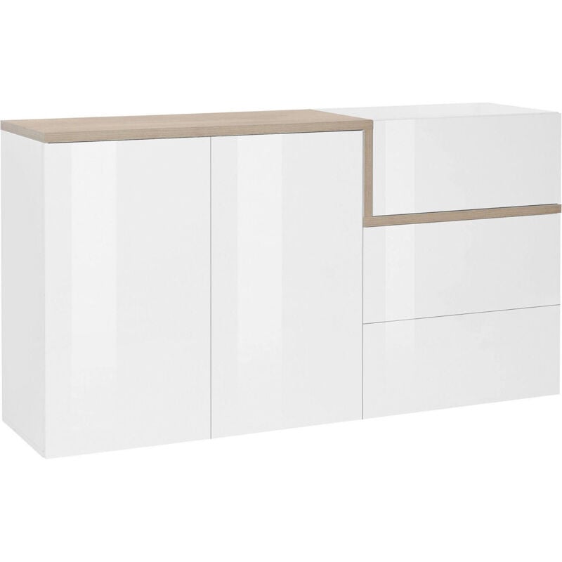 Aparador Modern con 2 puertas y 3 cajones, Made in Italy, Aparador de cocina, Buffet de diseño de sala de estar, 150x40h80 cm, Blanco brillante y
Aparador Modern con 2 puertas y 3 cajones, Made in Italy, Aparador de cocina, Buffet de diseño de sala de estar, 150x40h80 cm, Blanco brillante y