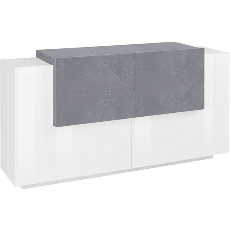 Aparador Modern con 4 puertas, Made in Italy, Aparador de cocina, Buffet de diseño de sala de estar, 160x45h86 cm, Color blanco brillante y Cemento
Aparador Modern con 4 puertas, Made in Italy, Aparador de cocina, Buffet de diseño de sala de estar, 160x45h86 cm, Color blanco brillante y Cemento