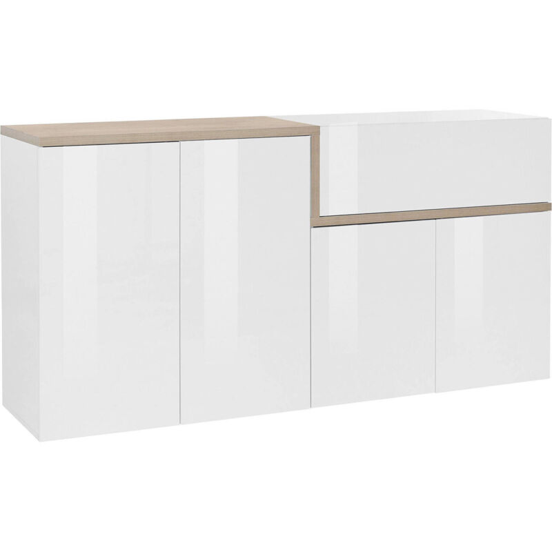 Aparador Modern con 4 puertas y 1 cajón, Made in Italy, Aparador de cocina, Buffet de diseño de sala de estar, 160x40h80 cm, blanco brillante y pera
Aparador Modern con 4 puertas y 1 cajón, Made in Italy, Aparador de cocina, Buffet de diseño de sala de estar, 160x40h80 cm, blanco brillante y pera