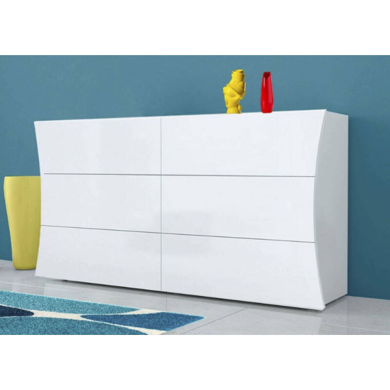 Cajonera geométrica moderna, Made in Italy, Mueble para sala de estar y dormitorio, Aparador de 6 cajones, 155x40h82 cm, color blanco brillante
Cajonera geométrica moderna, Made in Italy, Mueble para sala de estar y dormitorio, Aparador de 6 cajones, 155x40h82 cm, color blanco brillante