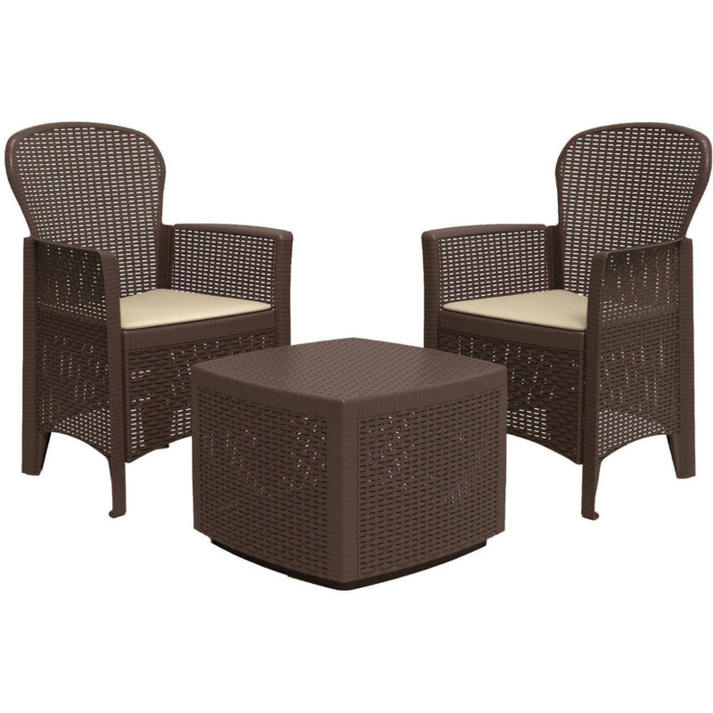 Juego de jardín con cojines, 2 sillones y 1 mesa contenedor exterior, Made in Italy, color marrón - Dmora
Juego de jardín con cojines, 2 sillones y 1 mesa contenedor exterior, Made in Italy, color marrón - Dmora
