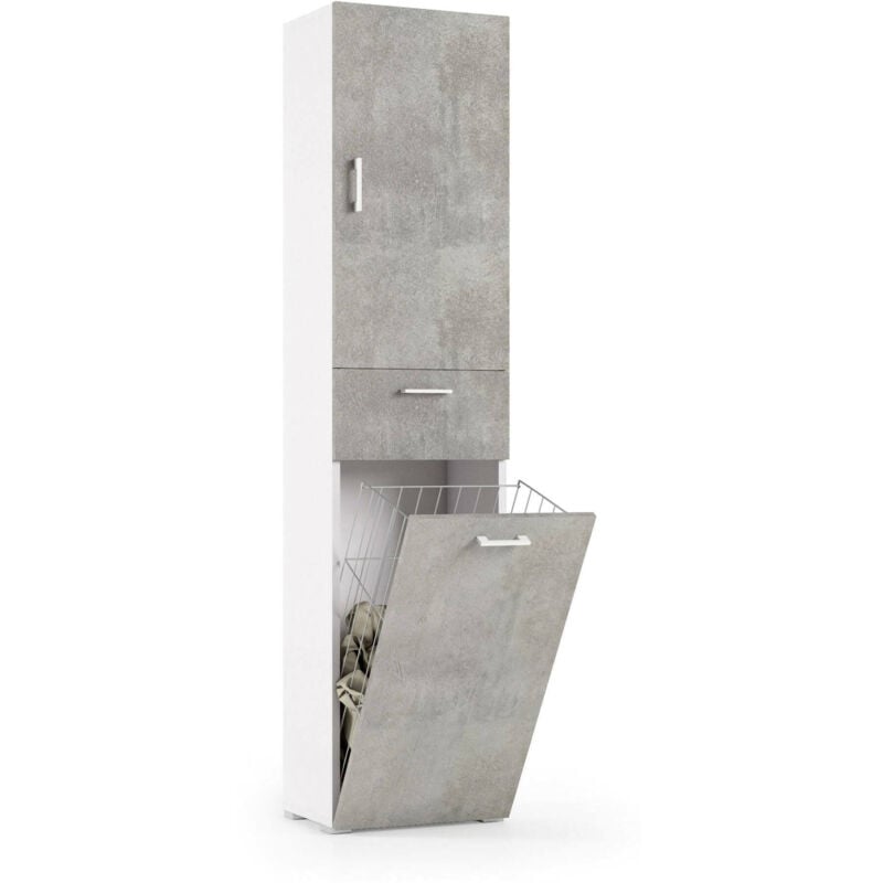 Mueble de lavandería con 1 puerta, 100% Made in Italy, Mueble con 1 cesto de ropa y 1 cajón, Columna de baño moderna, 45x32h195 cm, Cemento y color
Mueble de lavandería con 1 puerta, 100% Made in Italy, Mueble con 1 cesto de ropa y 1 cajón, Columna de baño moderna, 45x32h195 cm, Cemento y color